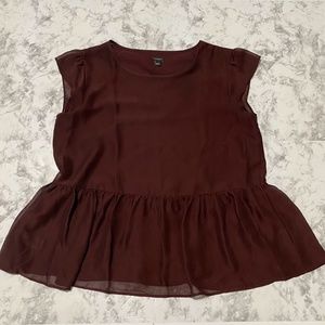 Ann Taylor chiffon sleeveless ruffle top size L
